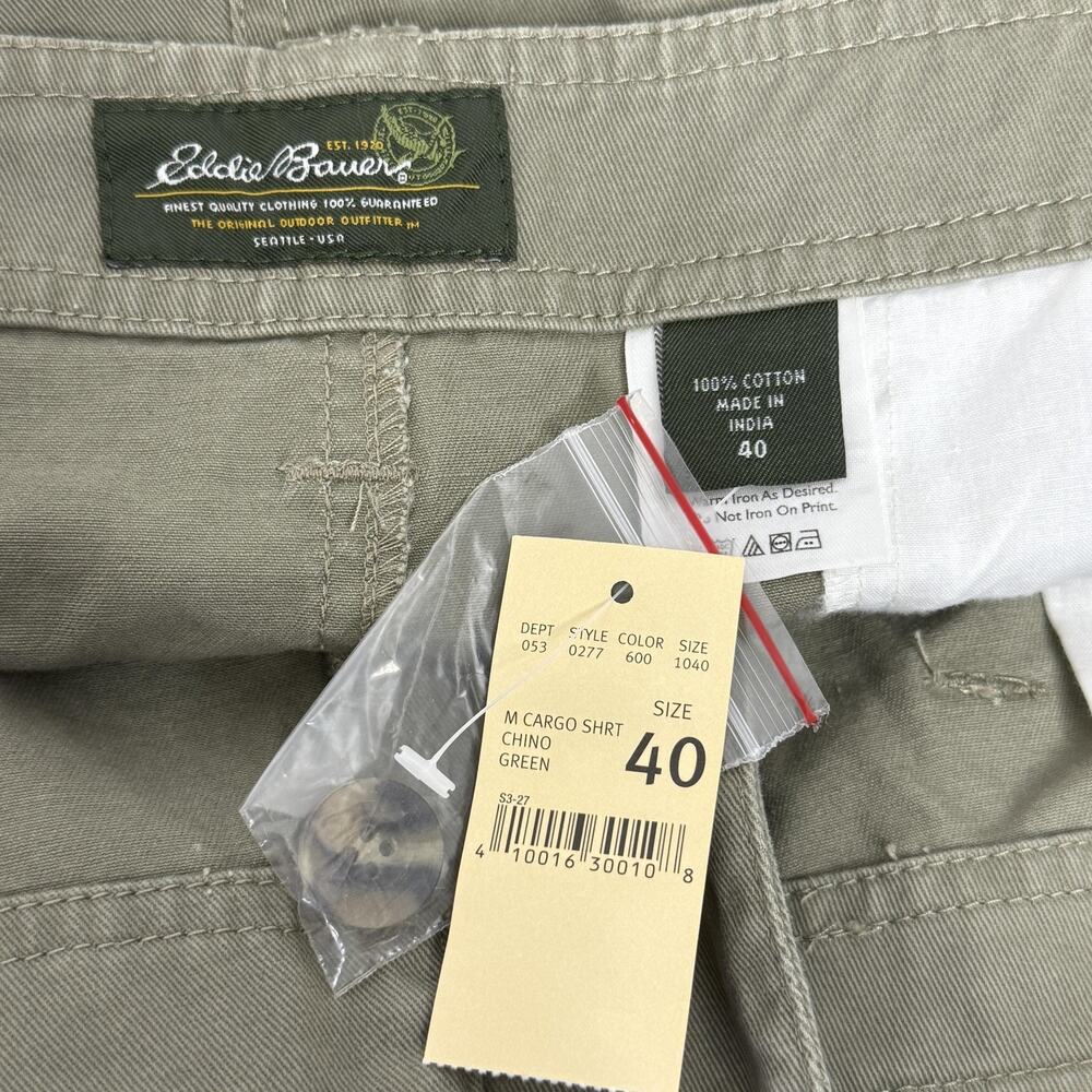 Eddie Bauer Cargo Shorts Mens 40 Green Cotton Canvas Summer Outdoor 11" NEW